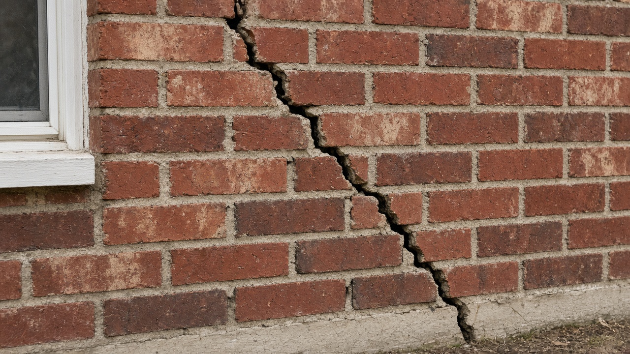 Illustrative example of common foundation-related cracking — not work performed by Katy Foundation Estimates.
